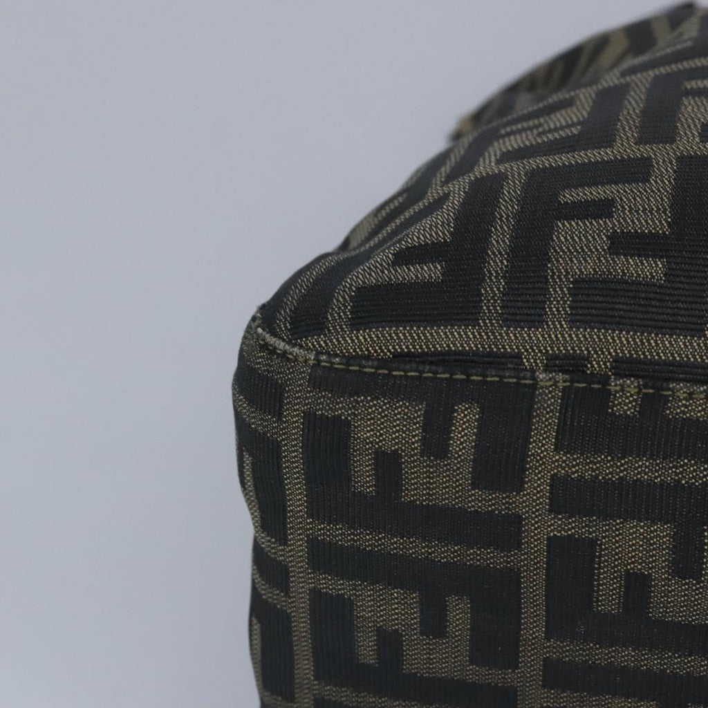 FENDI Zucca Canvas Shoulder Bag Black Brown gold 97896