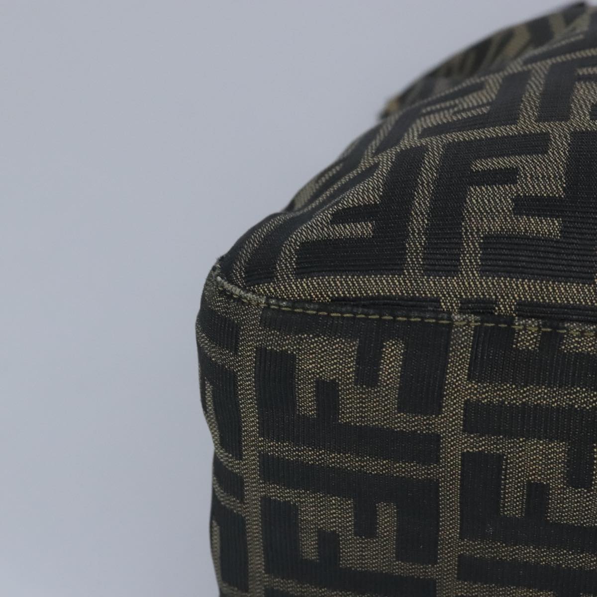 FENDI Zucca Canvas Shoulder Bag Black Brown gold 97896