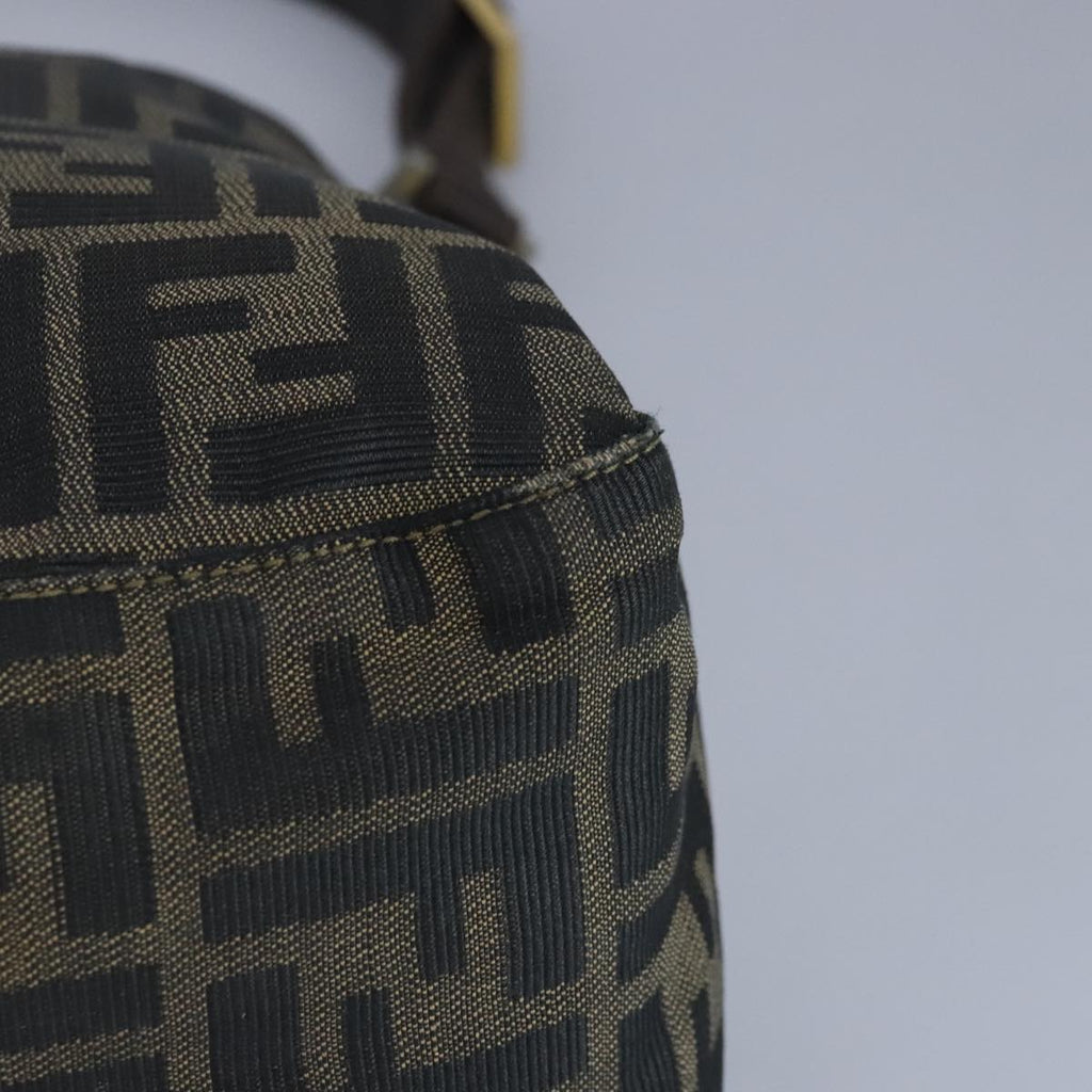 FENDI Zucca Canvas Shoulder Bag Black Brown gold 97896