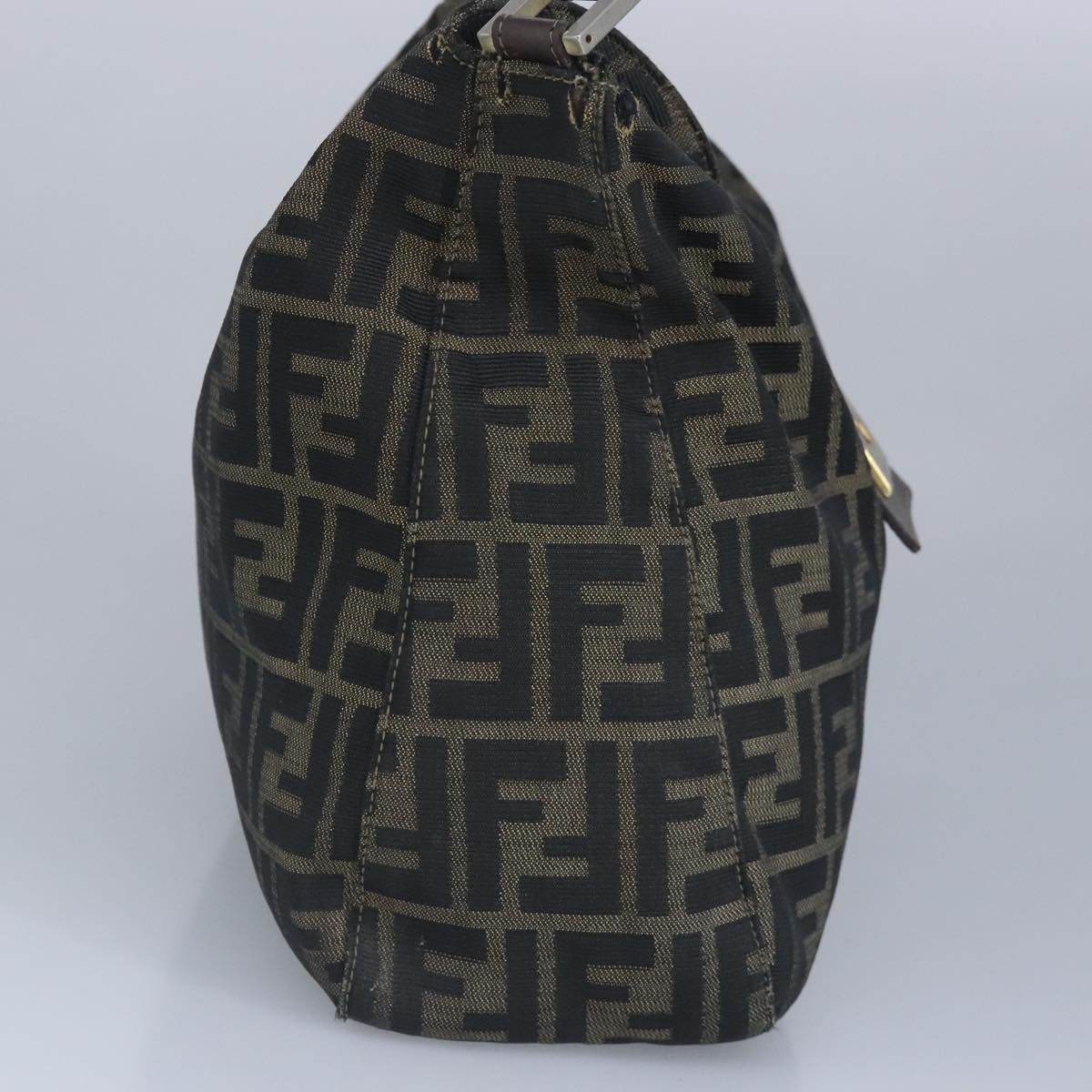 FENDI Zucca Canvas Shoulder Bag Black Brown gold 97896