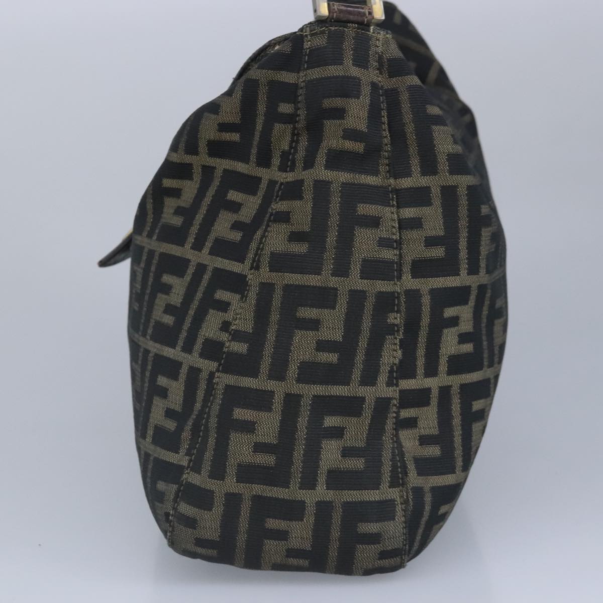 FENDI Zucca Canvas Shoulder Bag Black Brown gold 97896