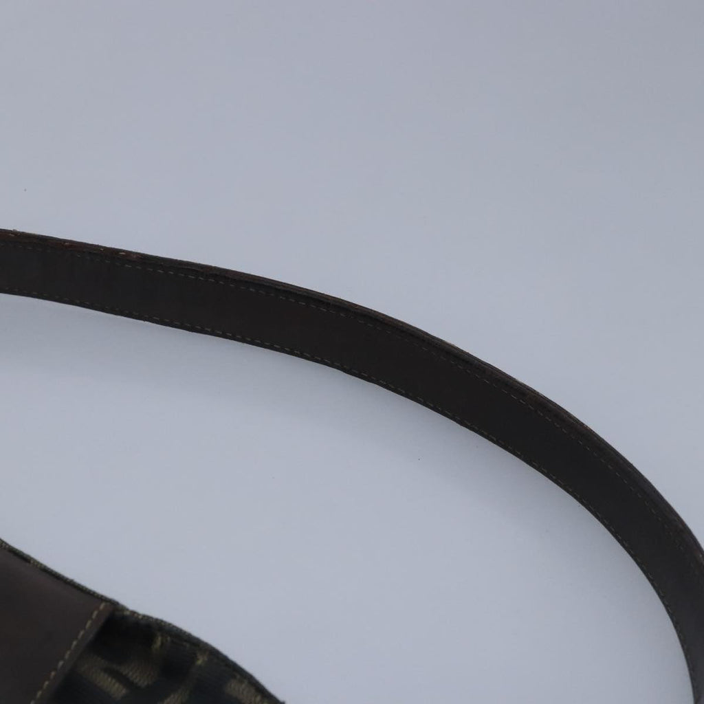 FENDI Zucca Canvas Shoulder Bag Black Brown gold 97896