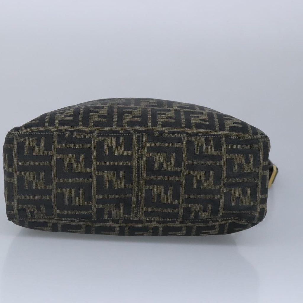 FENDI Zucca Canvas Shoulder Bag Black Brown gold 97896