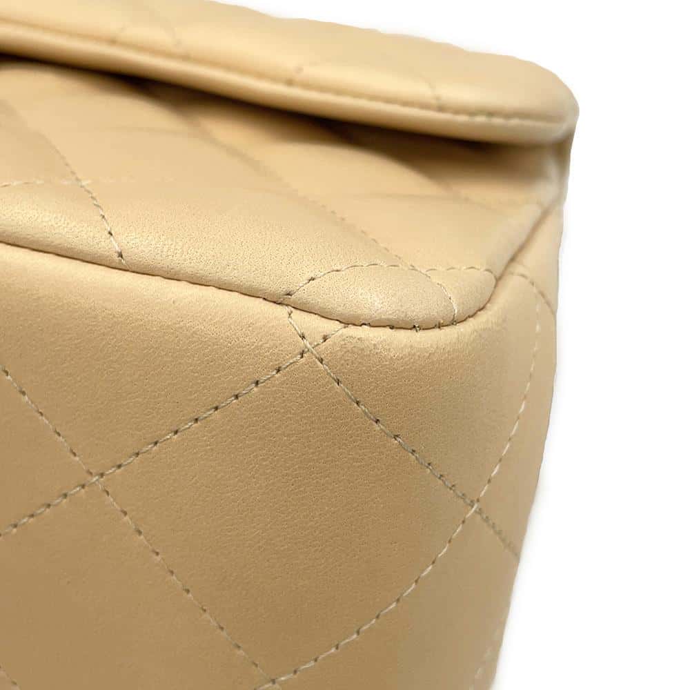 CHANEL Jumbo Matelasse Double Flap Shoulder Bag BeigeA58600 Lambskin Size 30