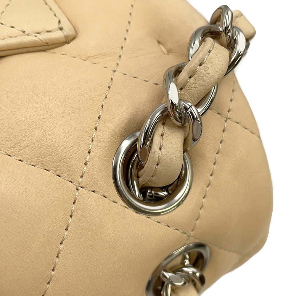 CHANEL Jumbo Matelasse Double Flap Shoulder Bag BeigeA58600 Lambskin Size 30