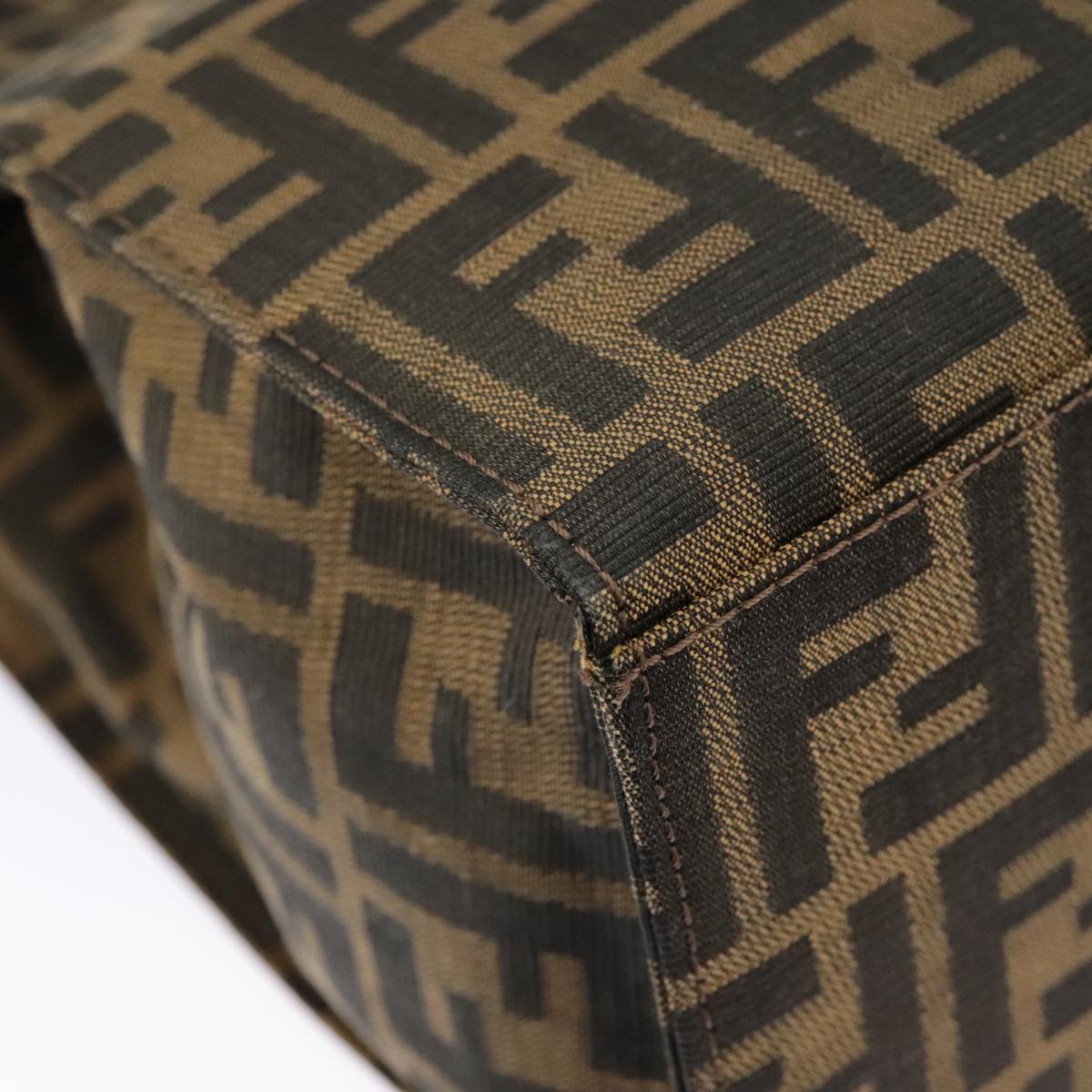 FENDI Zucca Canvas Tote Bag Brown Black Silver 97934