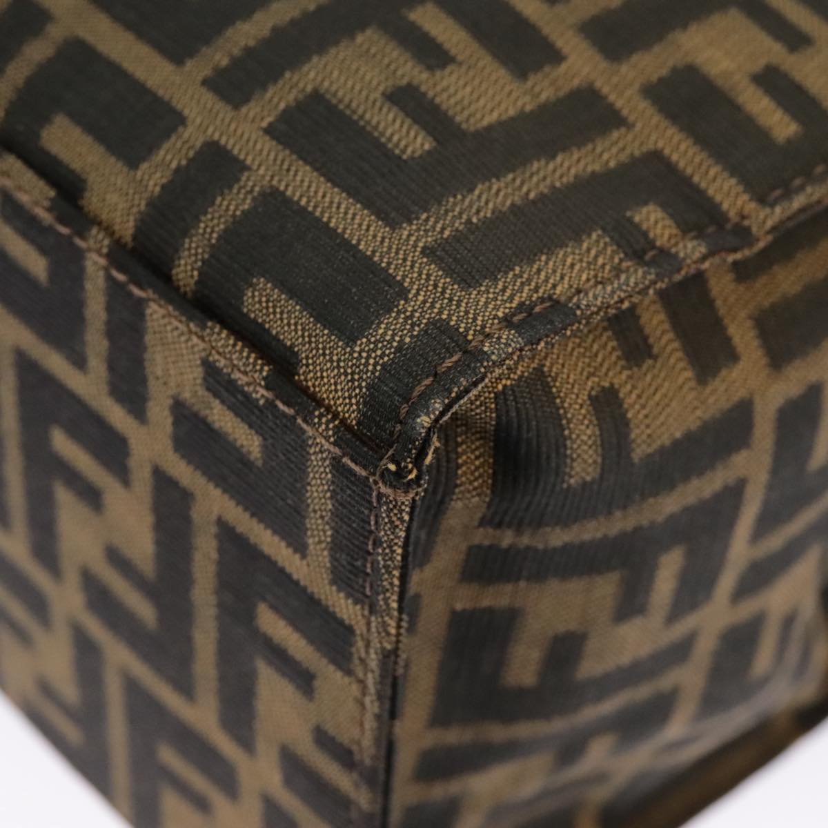 FENDI Zucca Canvas Tote Bag Brown Black Silver 97934