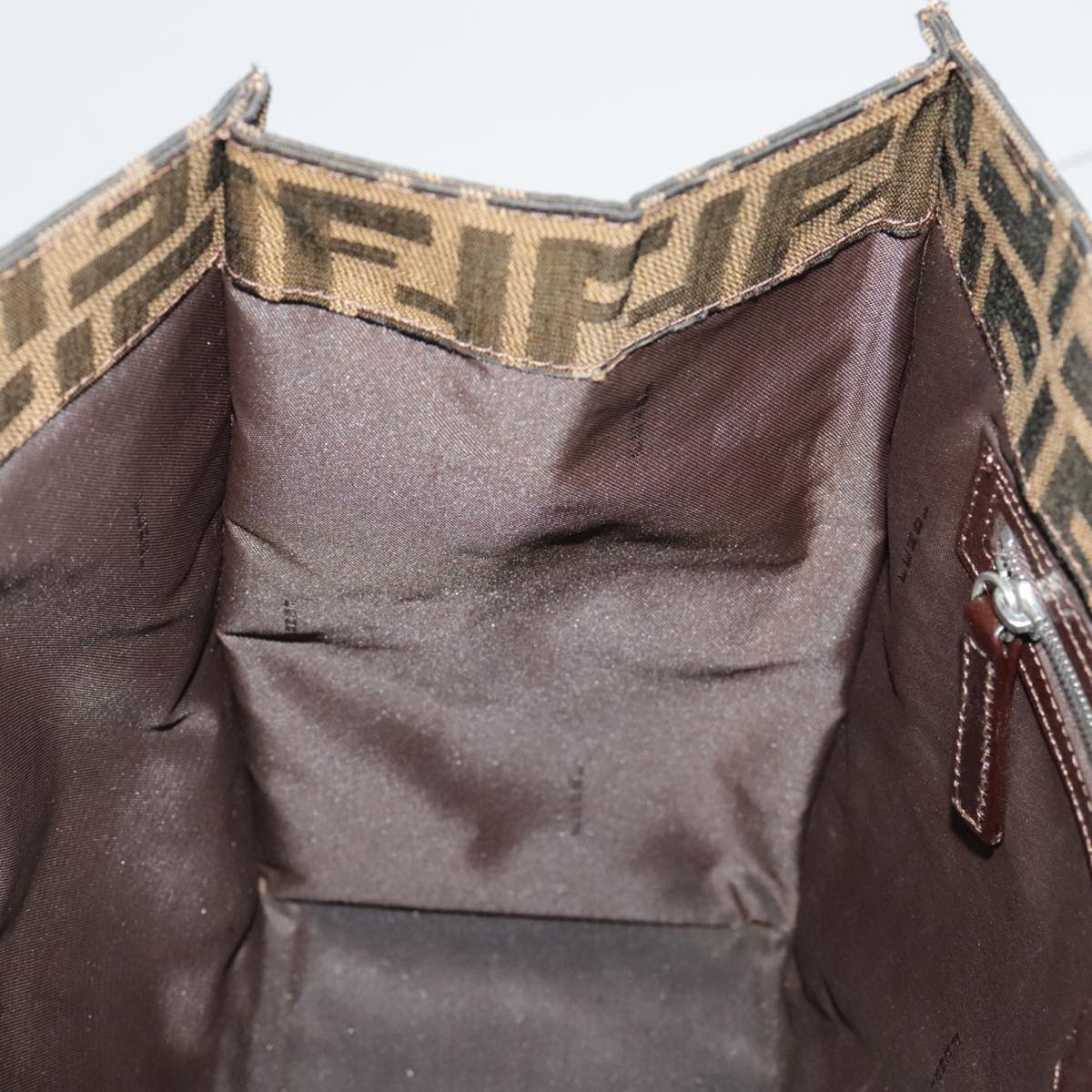 FENDI Zucca Canvas Tote Bag Brown Black Silver 97934