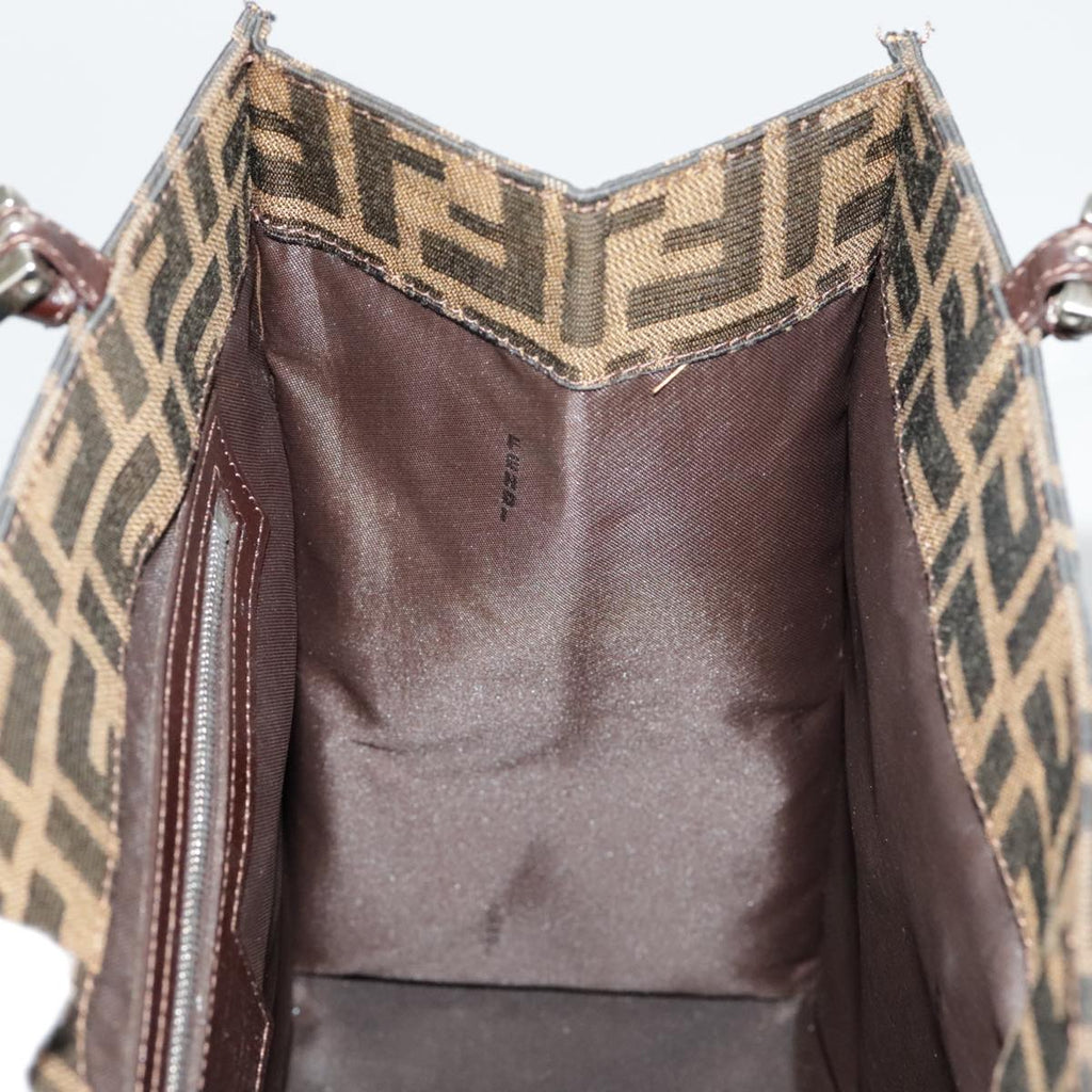 FENDI Zucca Canvas Tote Bag Brown Black Silver 97934