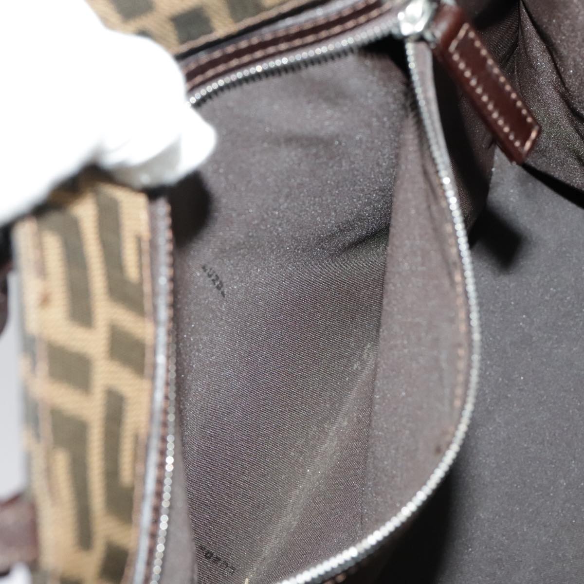 FENDI Zucca Canvas Tote Bag Brown Black Silver 97934