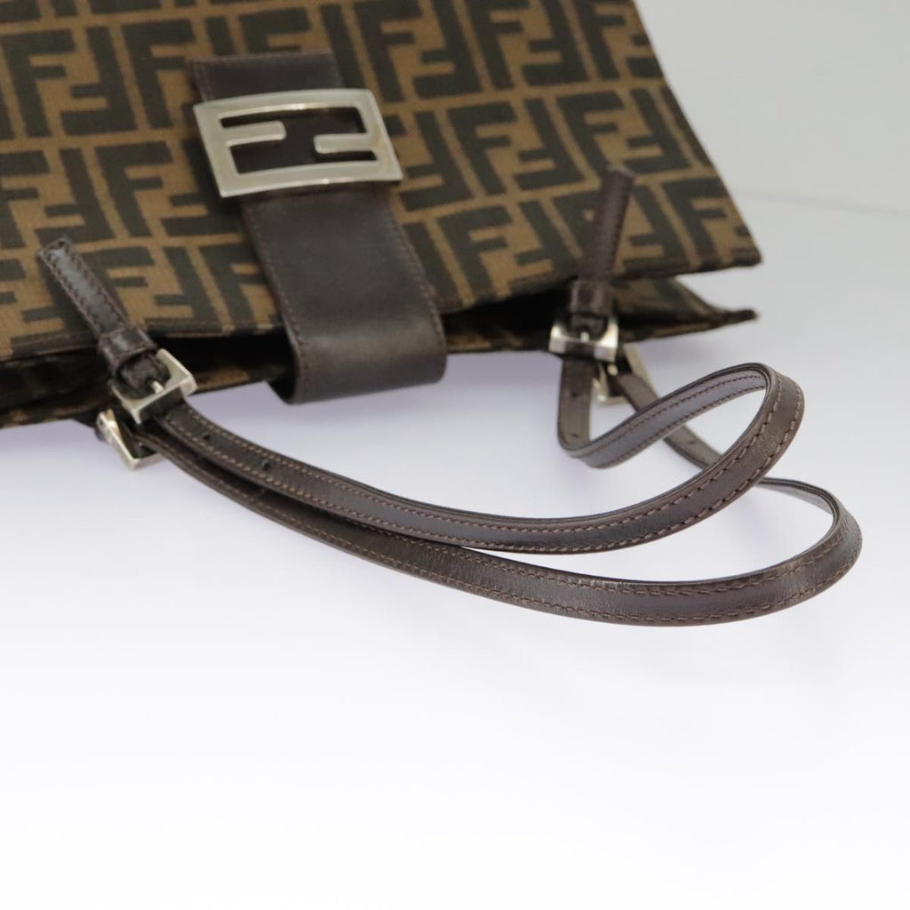 FENDI Zucca Canvas Tote Bag Brown Black Silver 97934