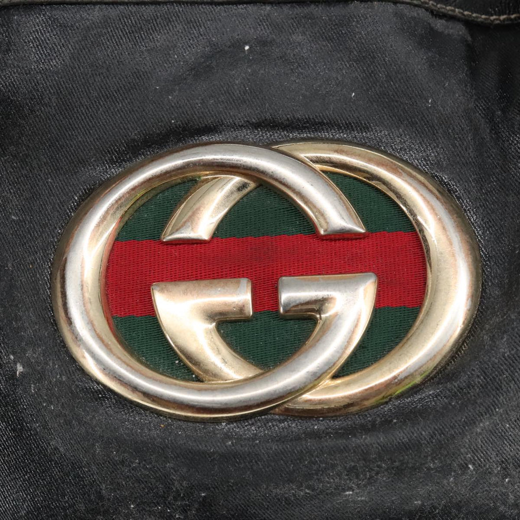 GUCCI Hand Bag Coated Canvas 2way Black Green Red 97935