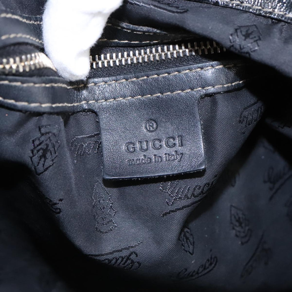 GUCCI Hand Bag Coated Canvas 2way Black Green Red 97935