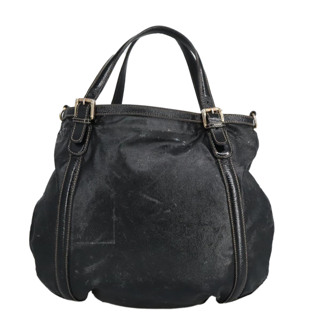 GUCCI Hand Bag Coated Canvas 2way Black Green Red 97935