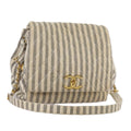 CHANEL Matelasse Big COCO Mark Chain Shoulder Bag Canvas Gray Gold CC 97974