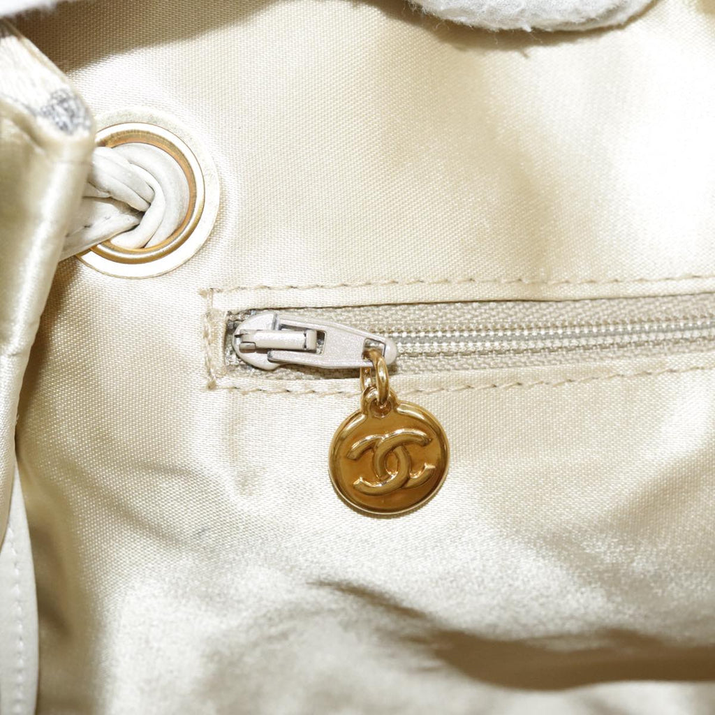CHANEL Matelasse Big COCO Mark Chain Shoulder Bag Canvas Gray Gold CC 97974