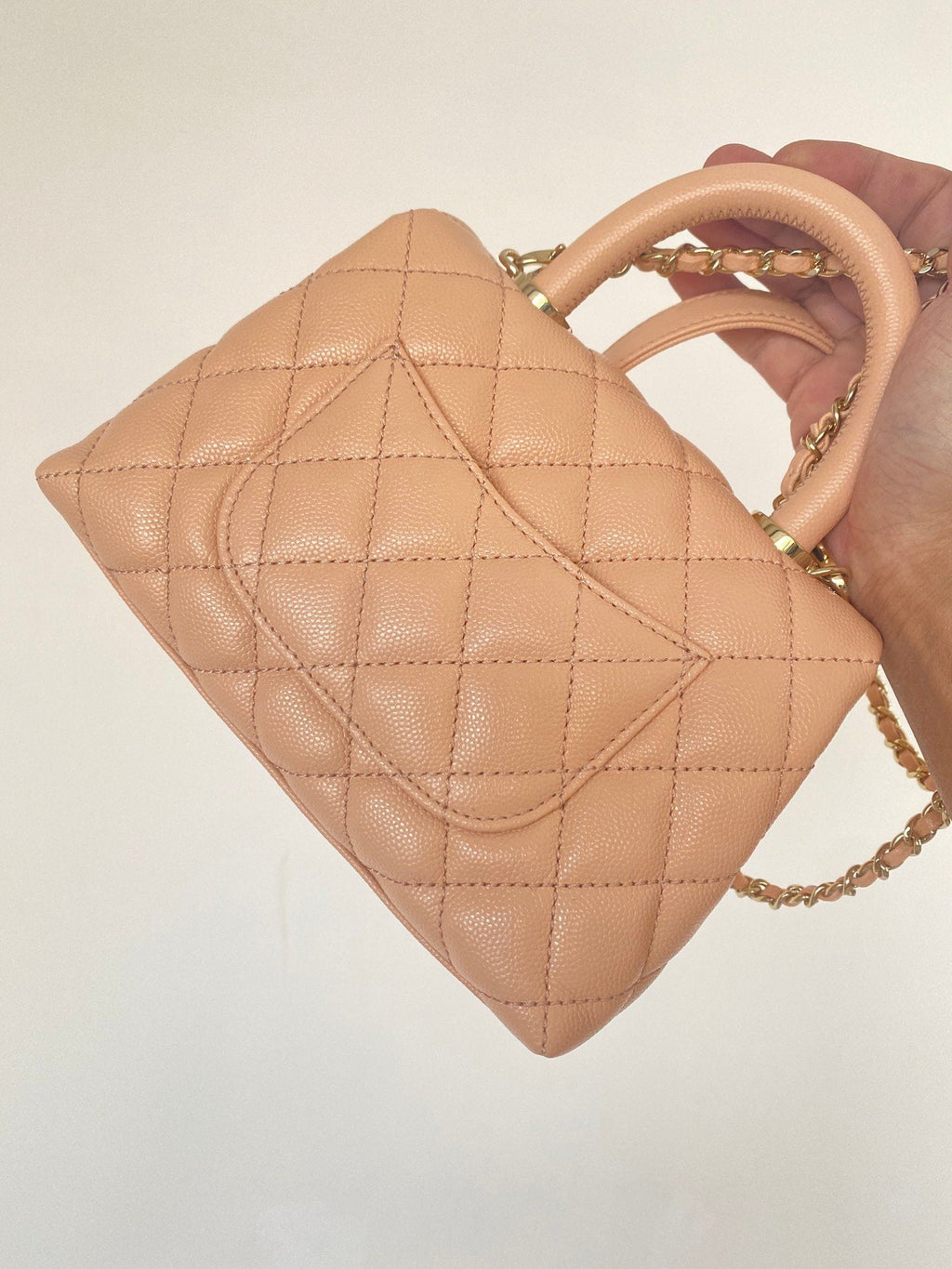 CHLMini GlamIap Bag Top Handle Light Brown For Women 7.5in/19cm