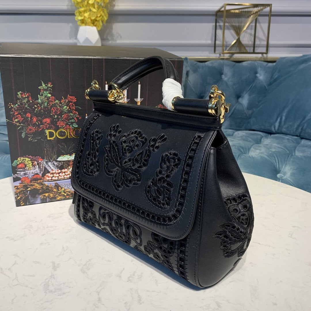 GLAMI MeGLAMIum Sicily Soft Bag In Embroidered Black For Women 10.2in/26cm GLAMI
