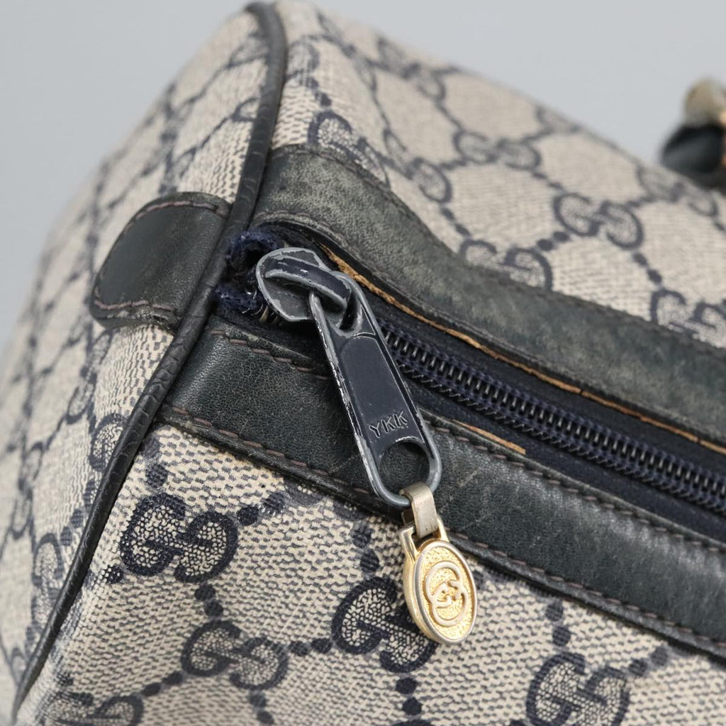 GUCCI GG Supreme Sherry Line Hand Bag PVC Navy Gold Red 010 378 98072