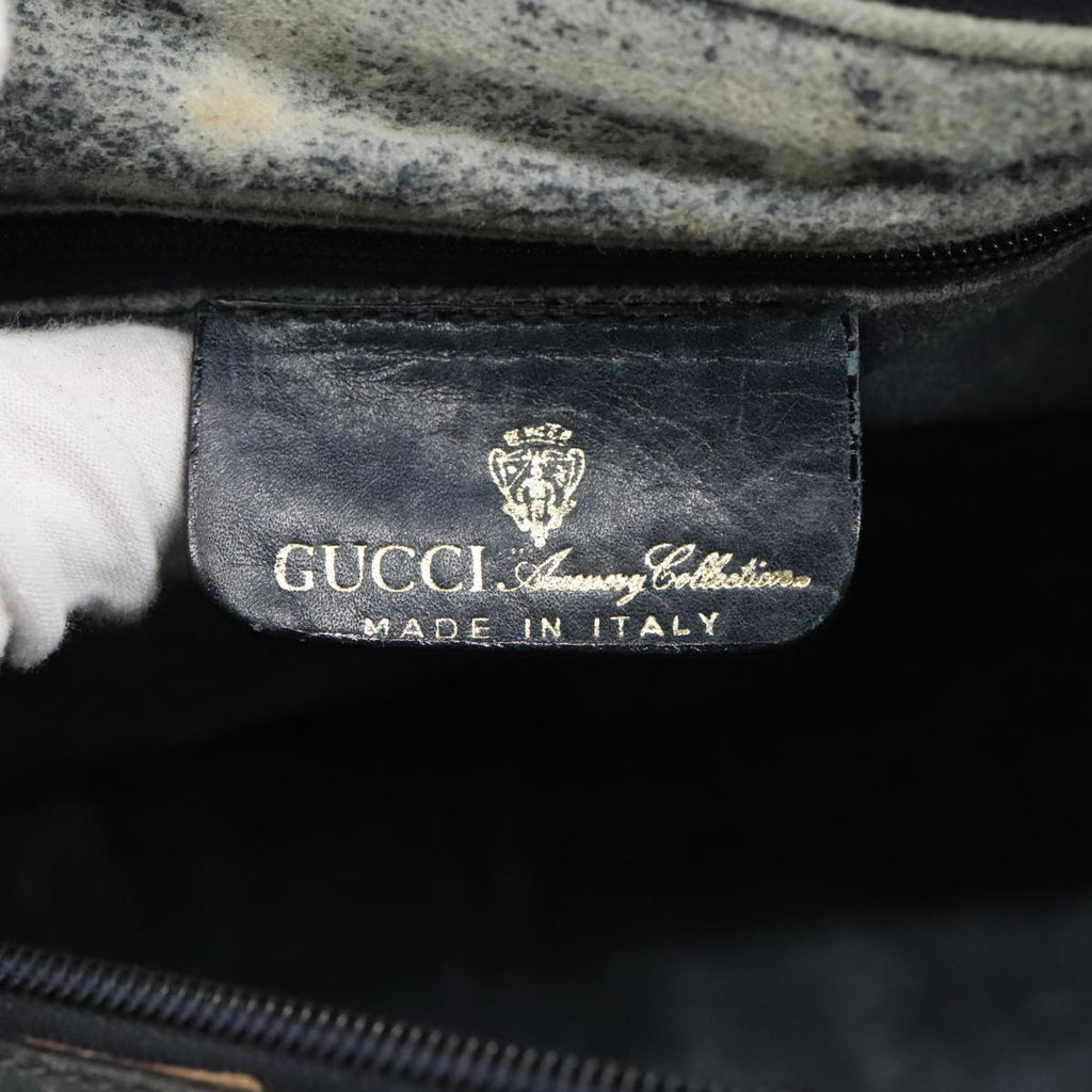 GUCCI GG Supreme Sherry Line Hand Bag PVC Navy Gold Red 010 378 98072