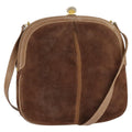 GUCCI Shoulder Bag Suede Leather Brown Gold 98075