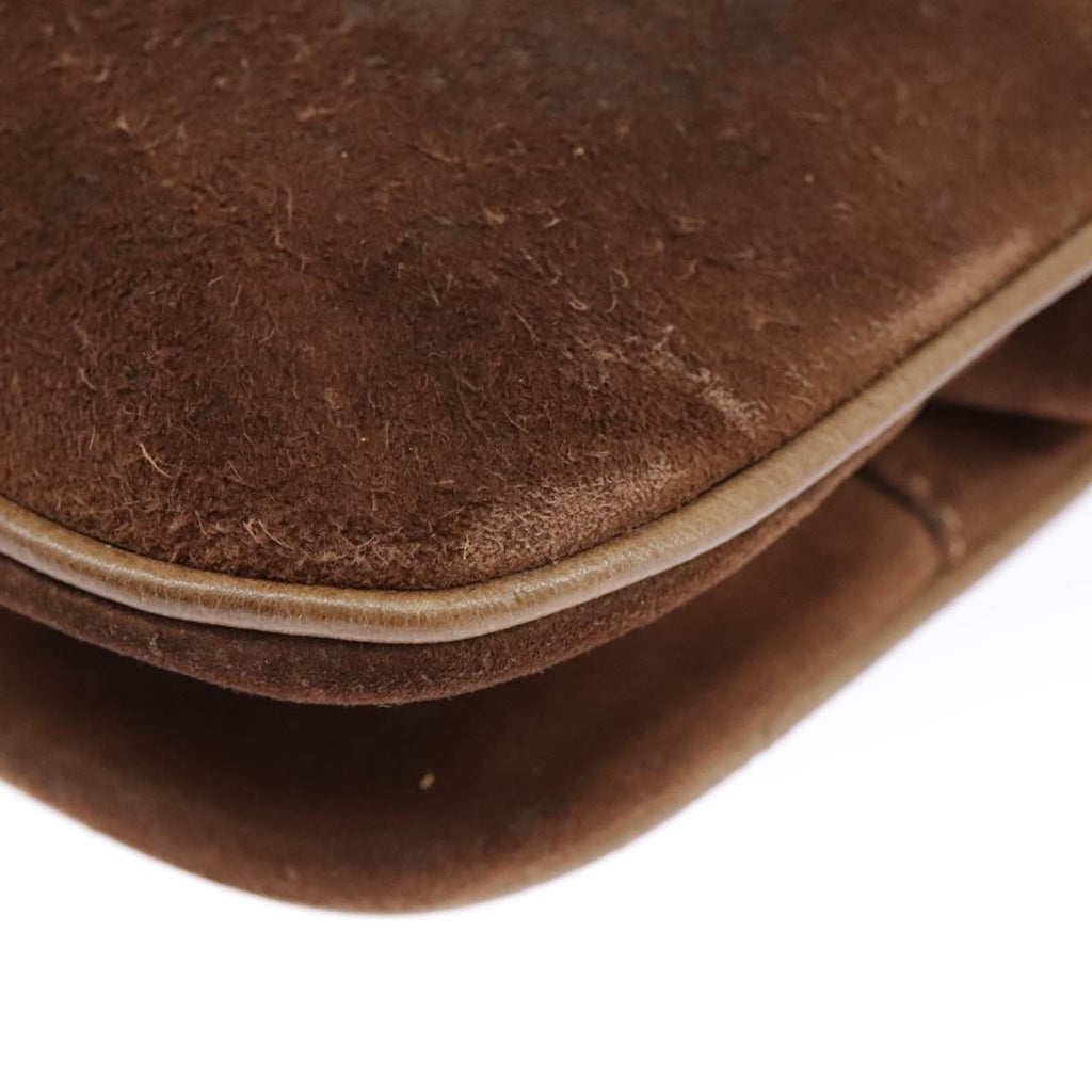 GUCCI Shoulder Bag Suede Leather Brown Gold 98075