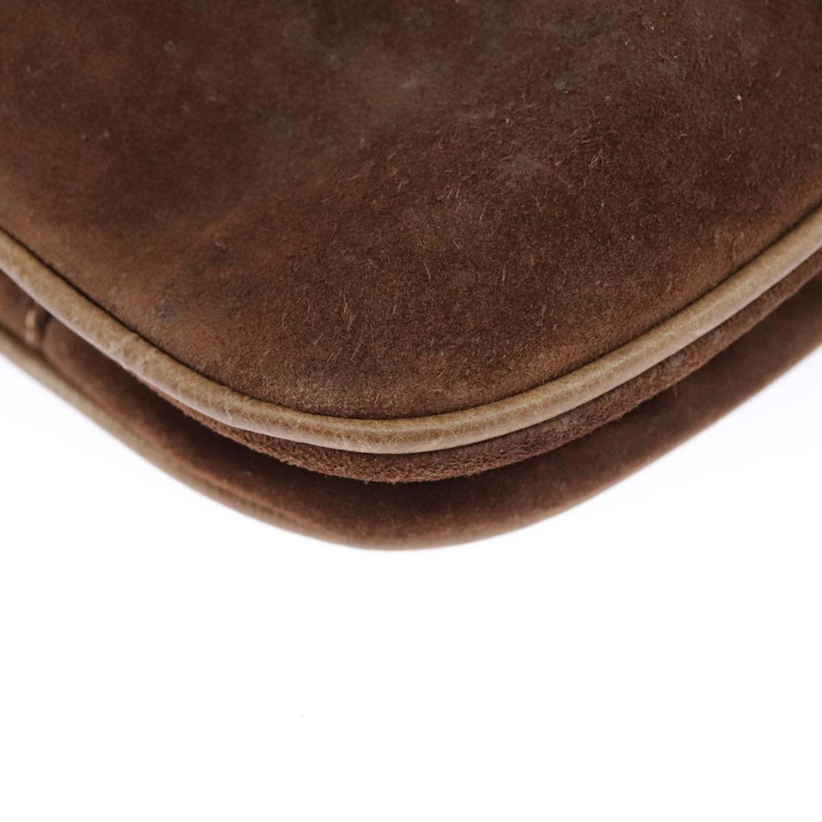 GUCCI Shoulder Bag Suede Leather Brown Gold 98075