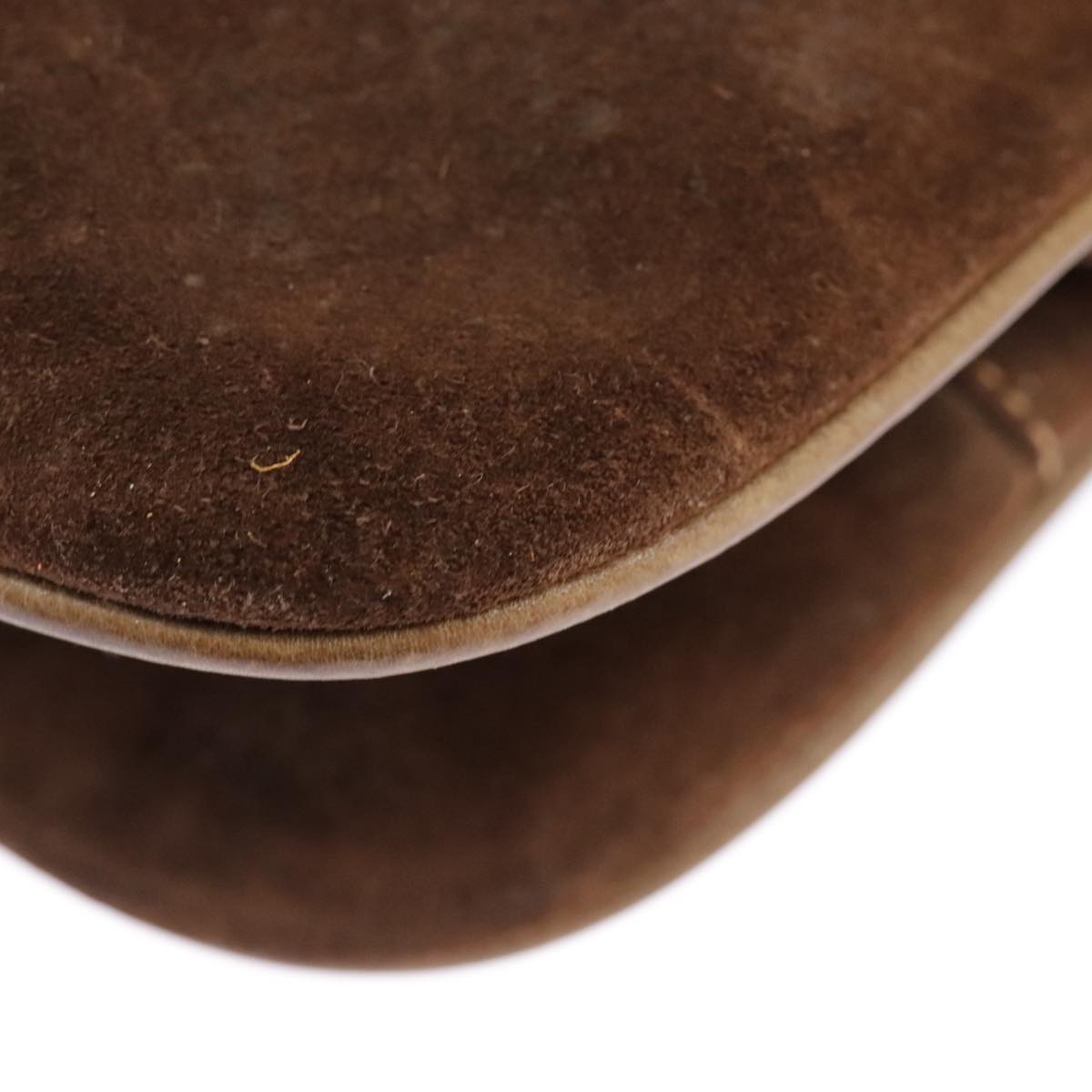 GUCCI Shoulder Bag Suede Leather Brown Gold 98075