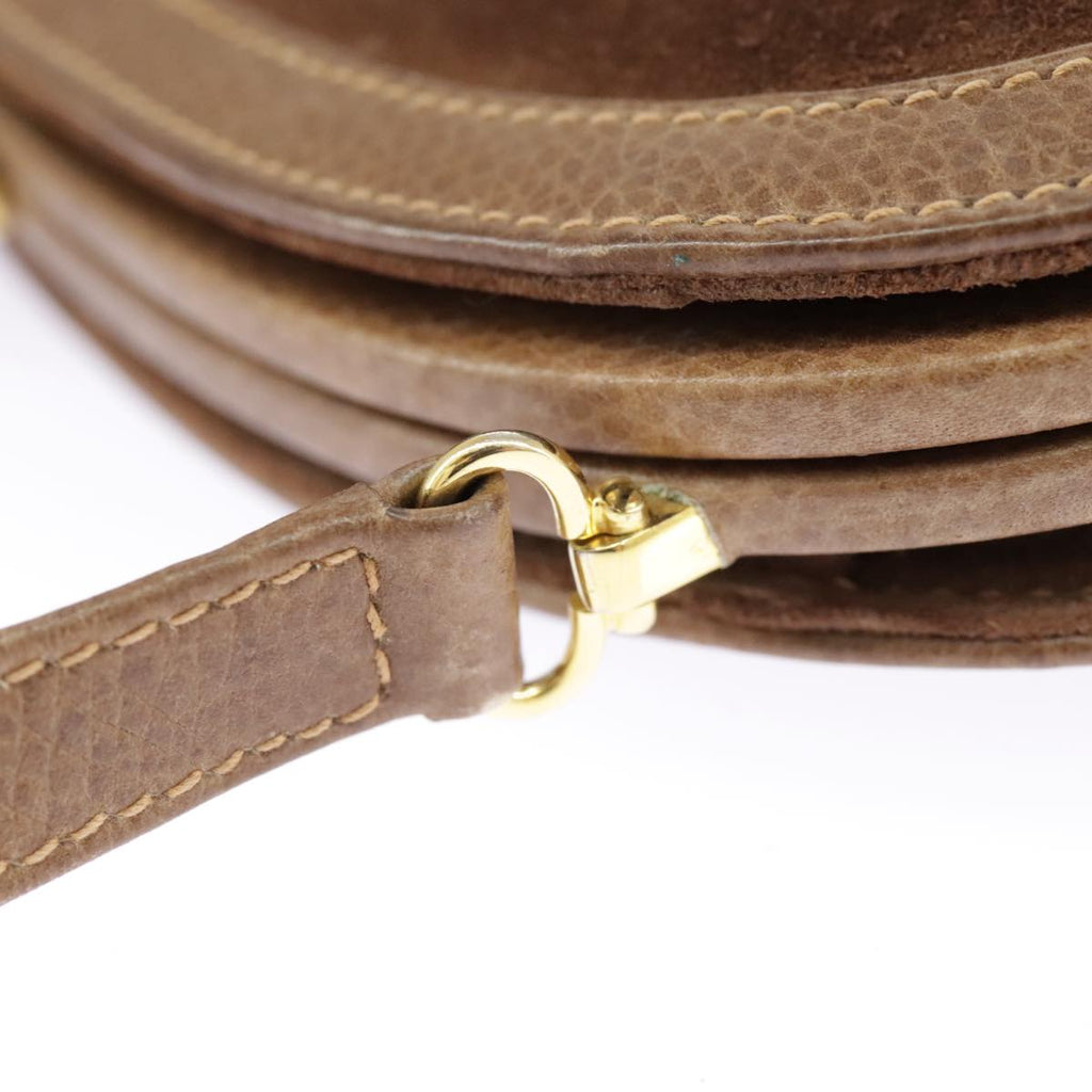 GUCCI Shoulder Bag Suede Leather Brown Gold 98075