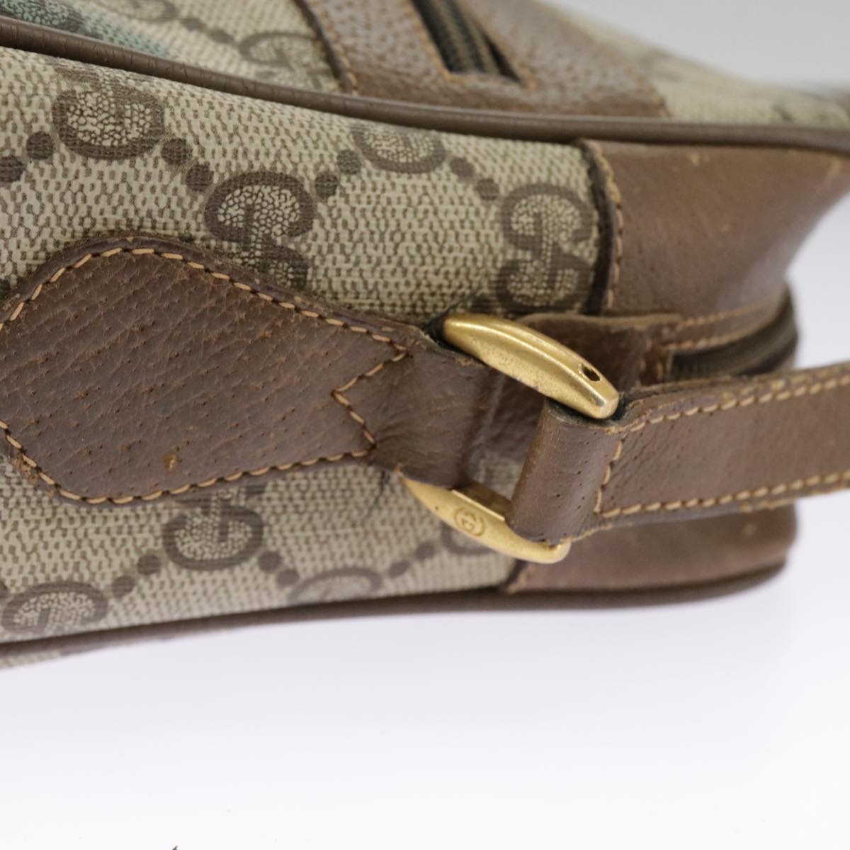 GUCCI GG Supreme Web Sherry Line Shoulder Bag PVC Beige 98 02 004 98076