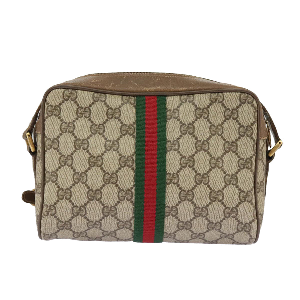 GUCCI GG Supreme Web Sherry Line Shoulder Bag PVC Beige 98 02 004 98076