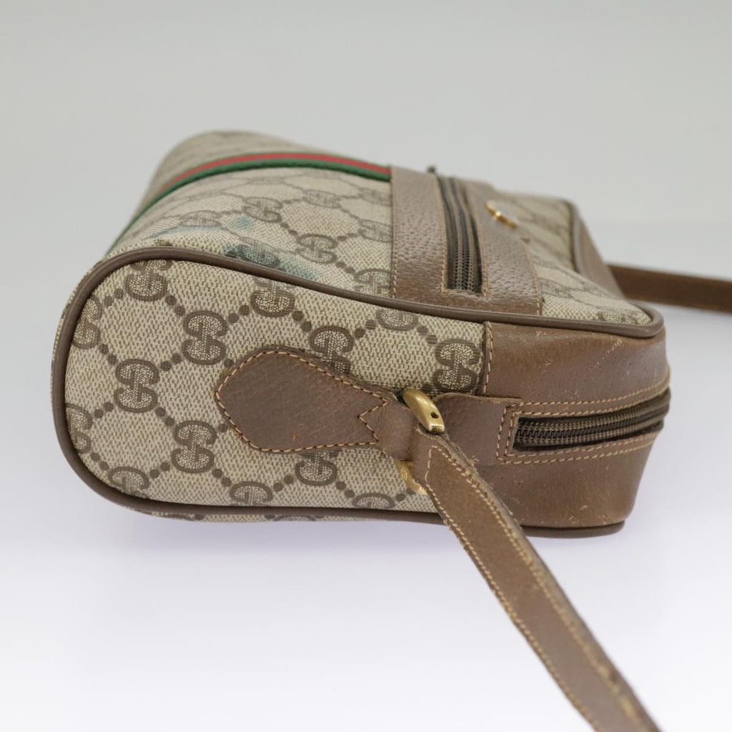 GUCCI GG Supreme Web Sherry Line Shoulder Bag PVC Beige 98 02 004 98076