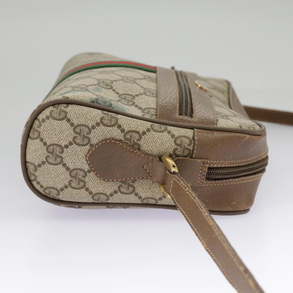 GUCCI GG Supreme Web Sherry Line Shoulder Bag PVC Beige 98 02 004 98076