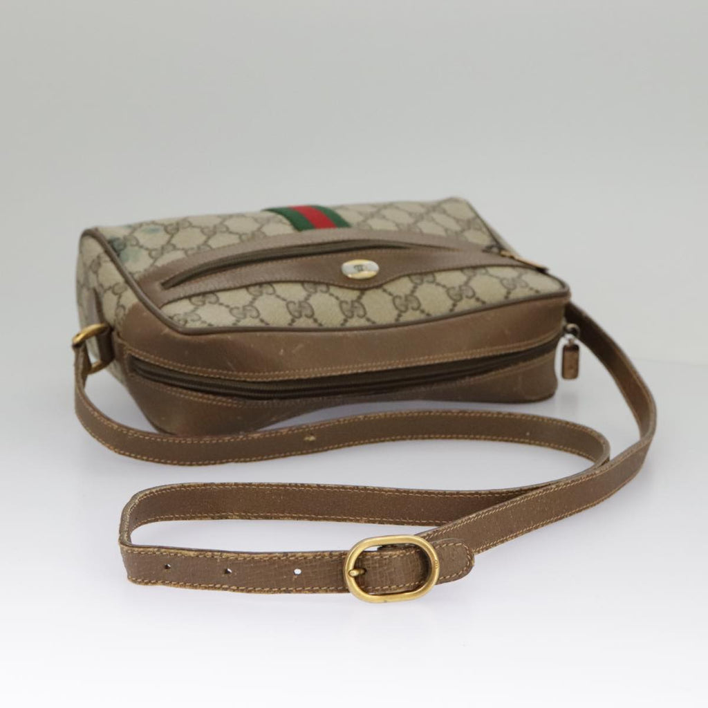 GUCCI GG Supreme Web Sherry Line Shoulder Bag PVC Beige 98 02 004 98076