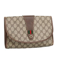 GUCCI GG Supreme Web Sherry Line Clutch Bag PVC Beige Red 156 01 030 98079