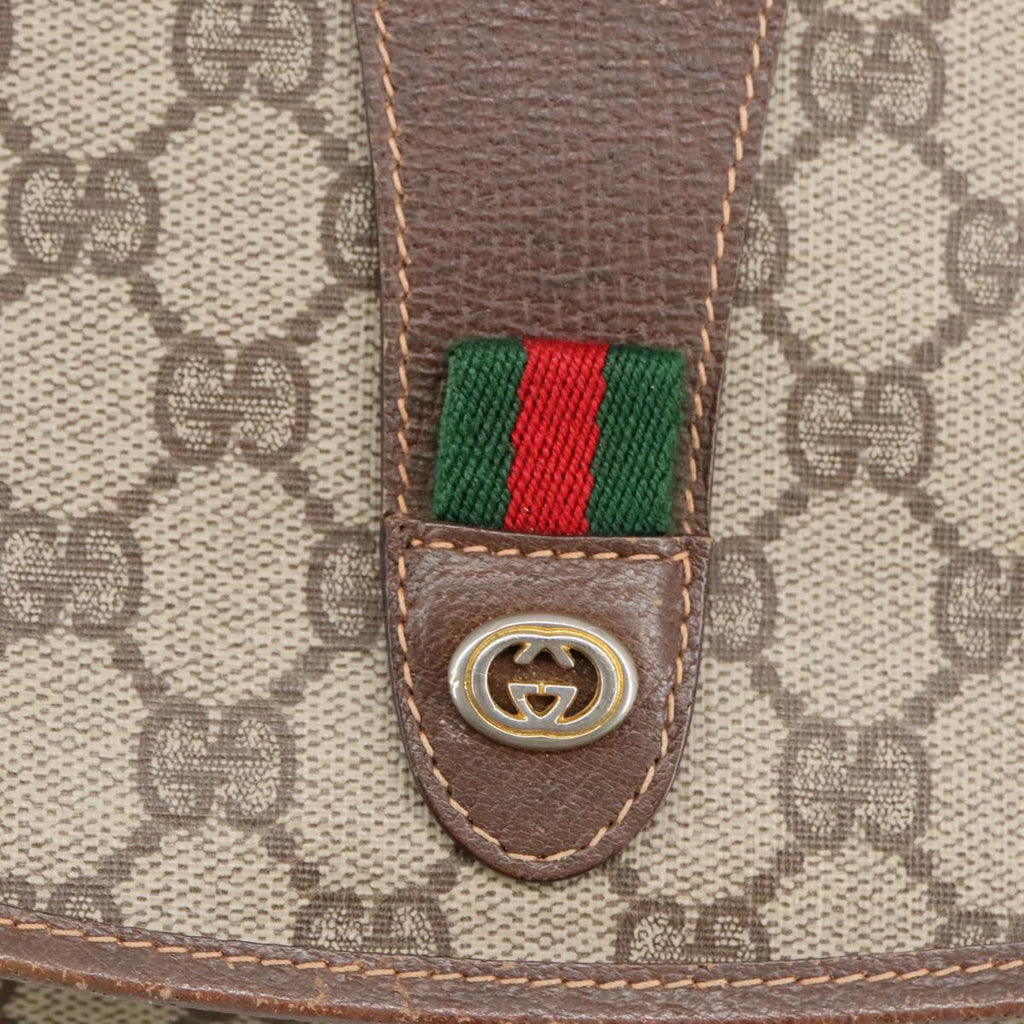 GUCCI GG Supreme Web Sherry Line Clutch Bag PVC Beige Red 156 01 030 98079