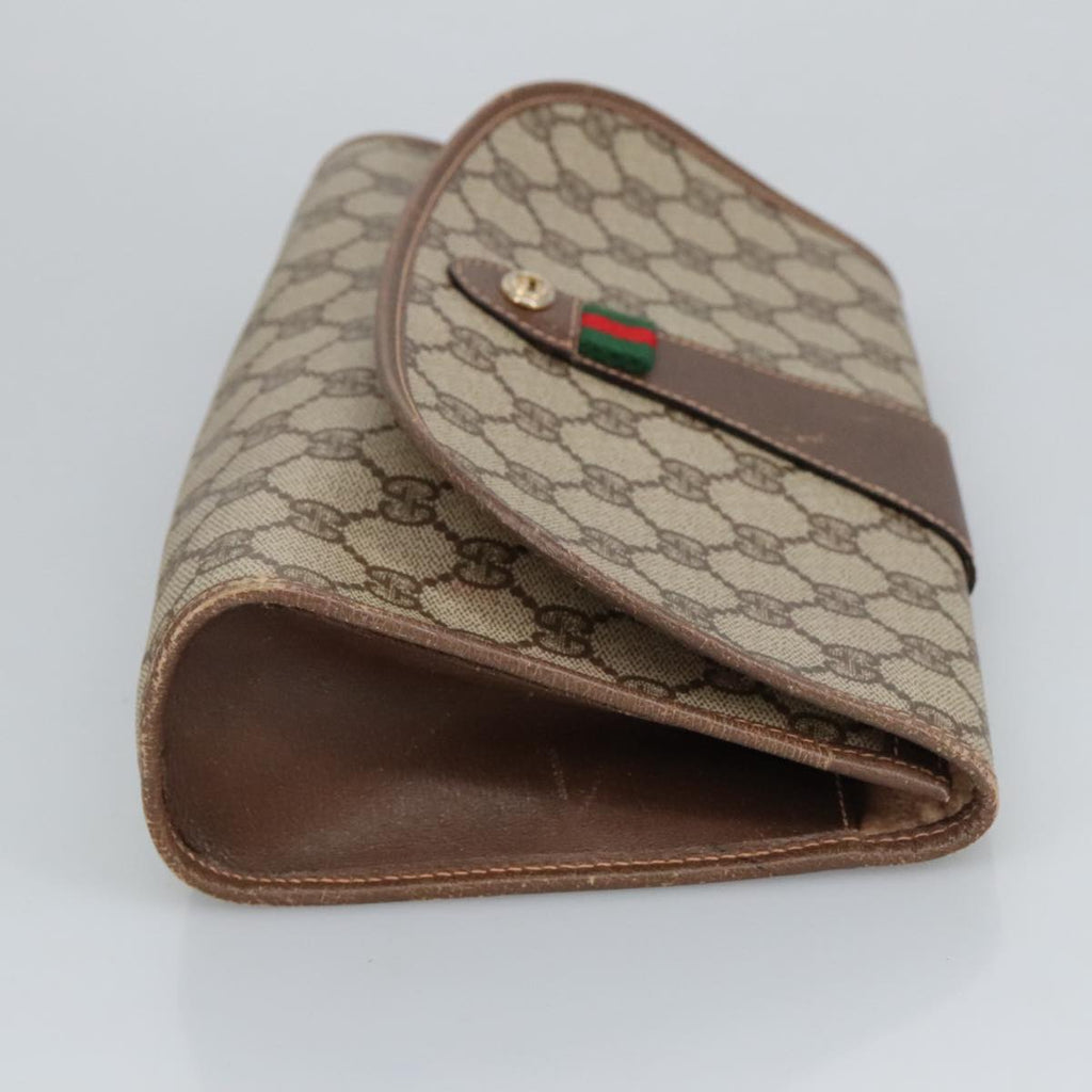 GUCCI GG Supreme Web Sherry Line Clutch Bag PVC Beige Red 156 01 030 98079