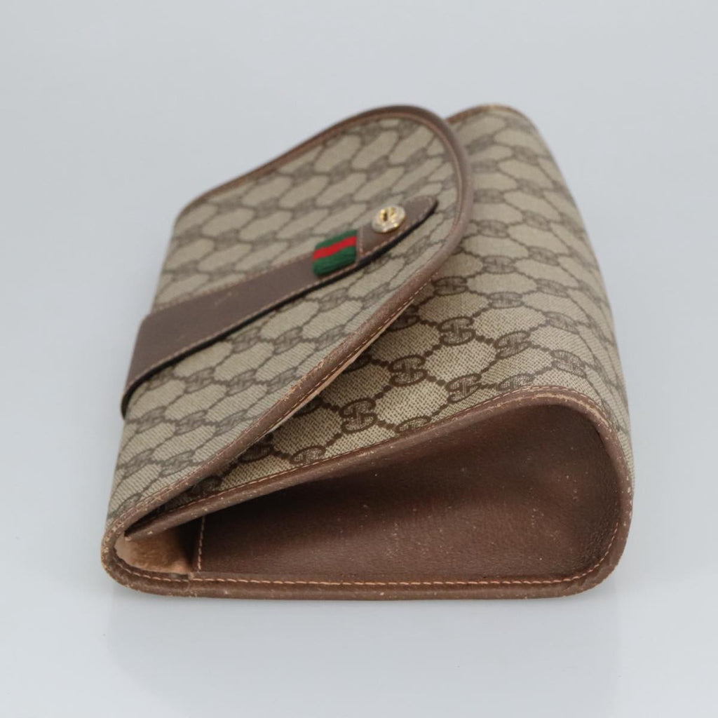GUCCI GG Supreme Web Sherry Line Clutch Bag PVC Beige Red 156 01 030 98079