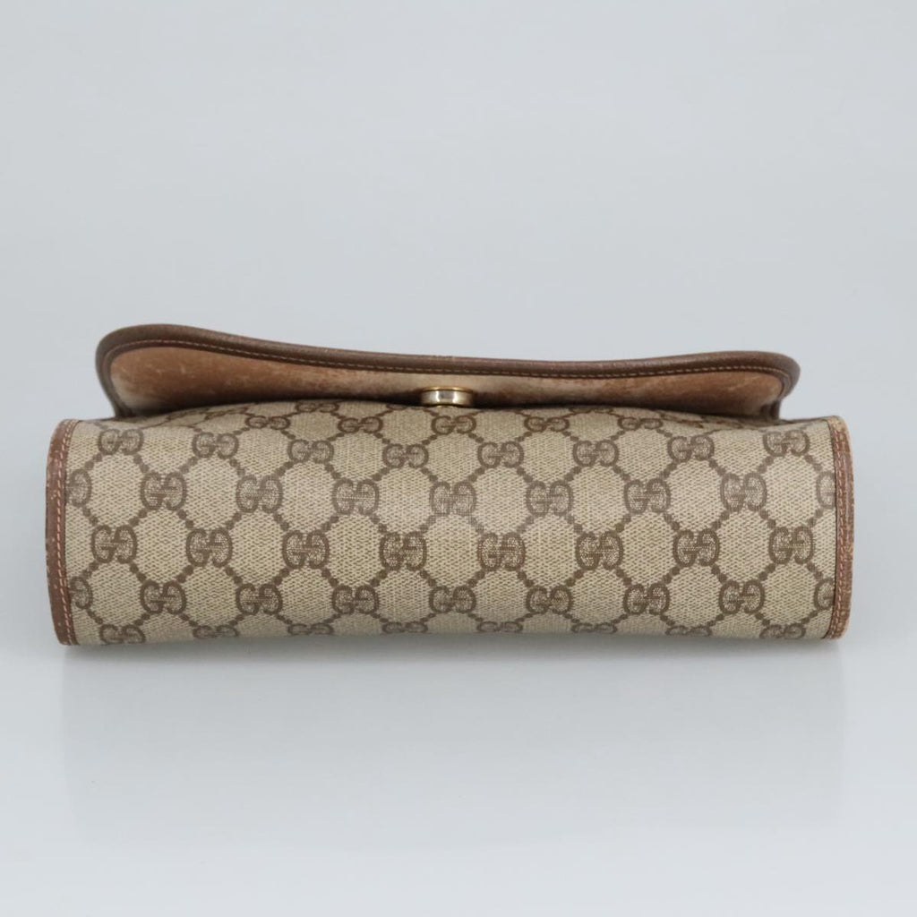 GUCCI GG Supreme Web Sherry Line Clutch Bag PVC Beige Red 156 01 030 98079