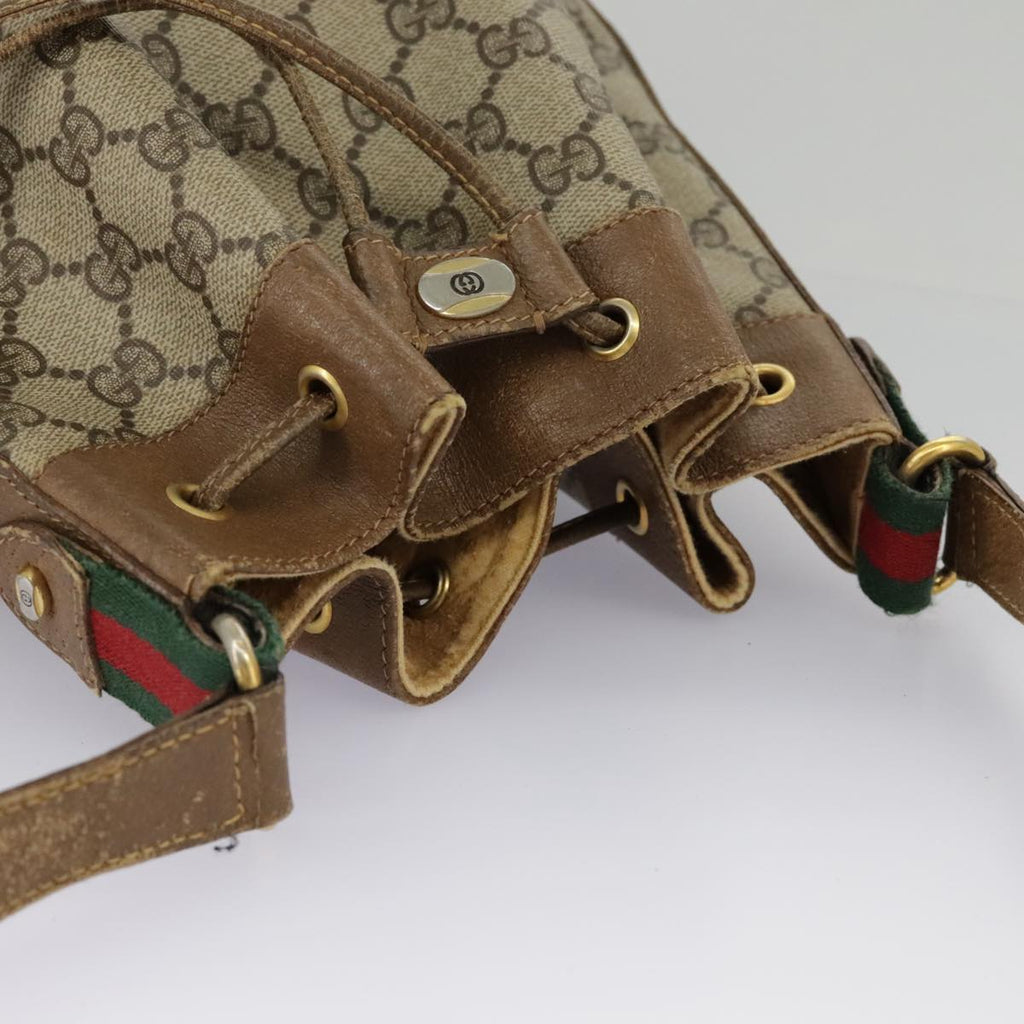 GUCCI GG Supreme Web Sherry Line Shoulder Bag PVC Beige 41 02 034 98088