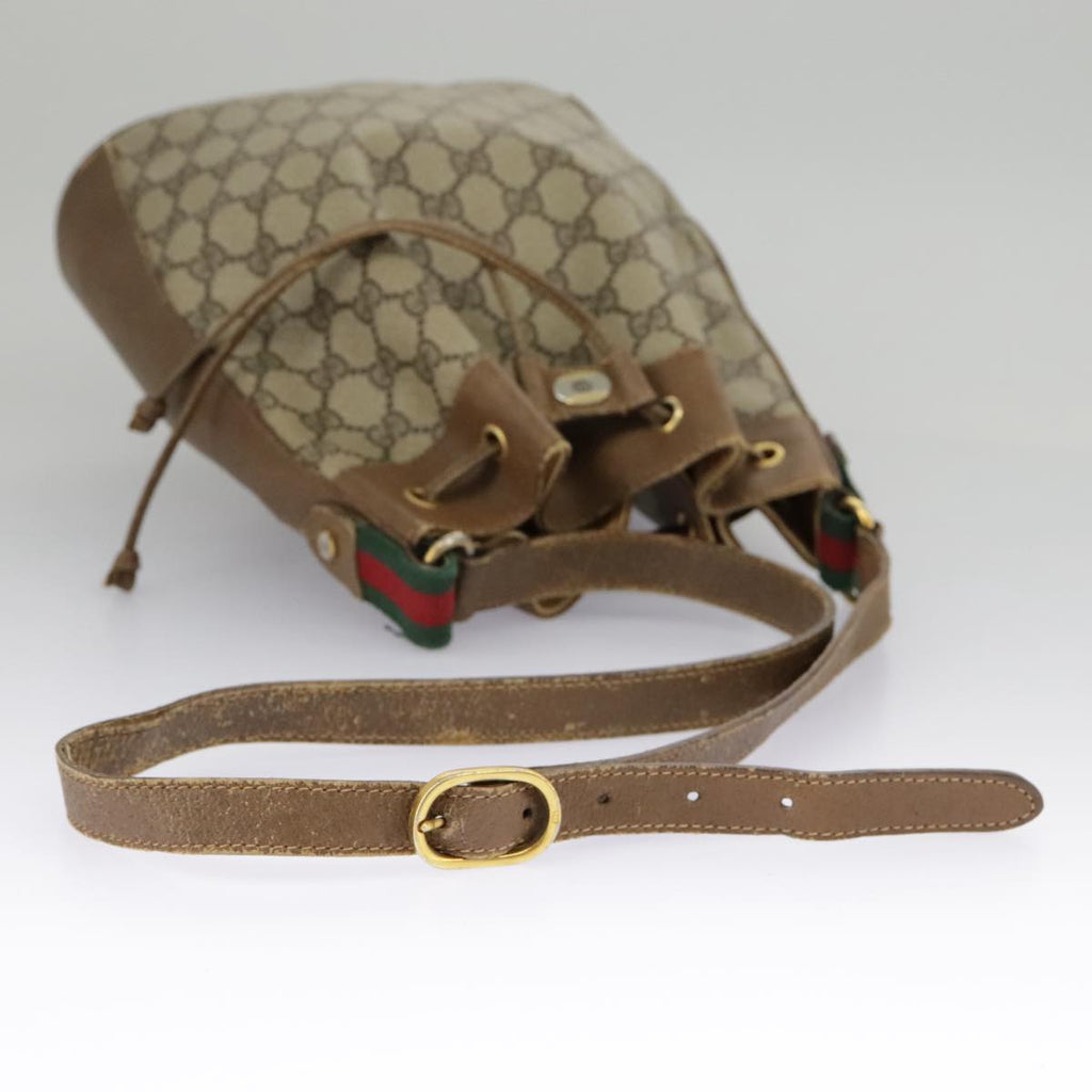 GUCCI GG Supreme Web Sherry Line Shoulder Bag PVC Beige 41 02 034 98088