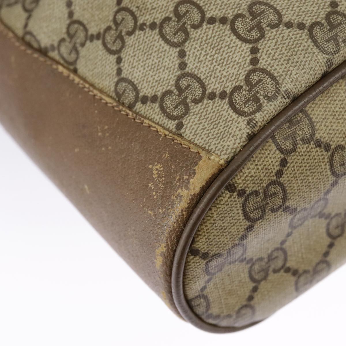 GUCCI GG Supreme Web Sherry Line Shoulder Bag PVC Beige 41 02 034 98088