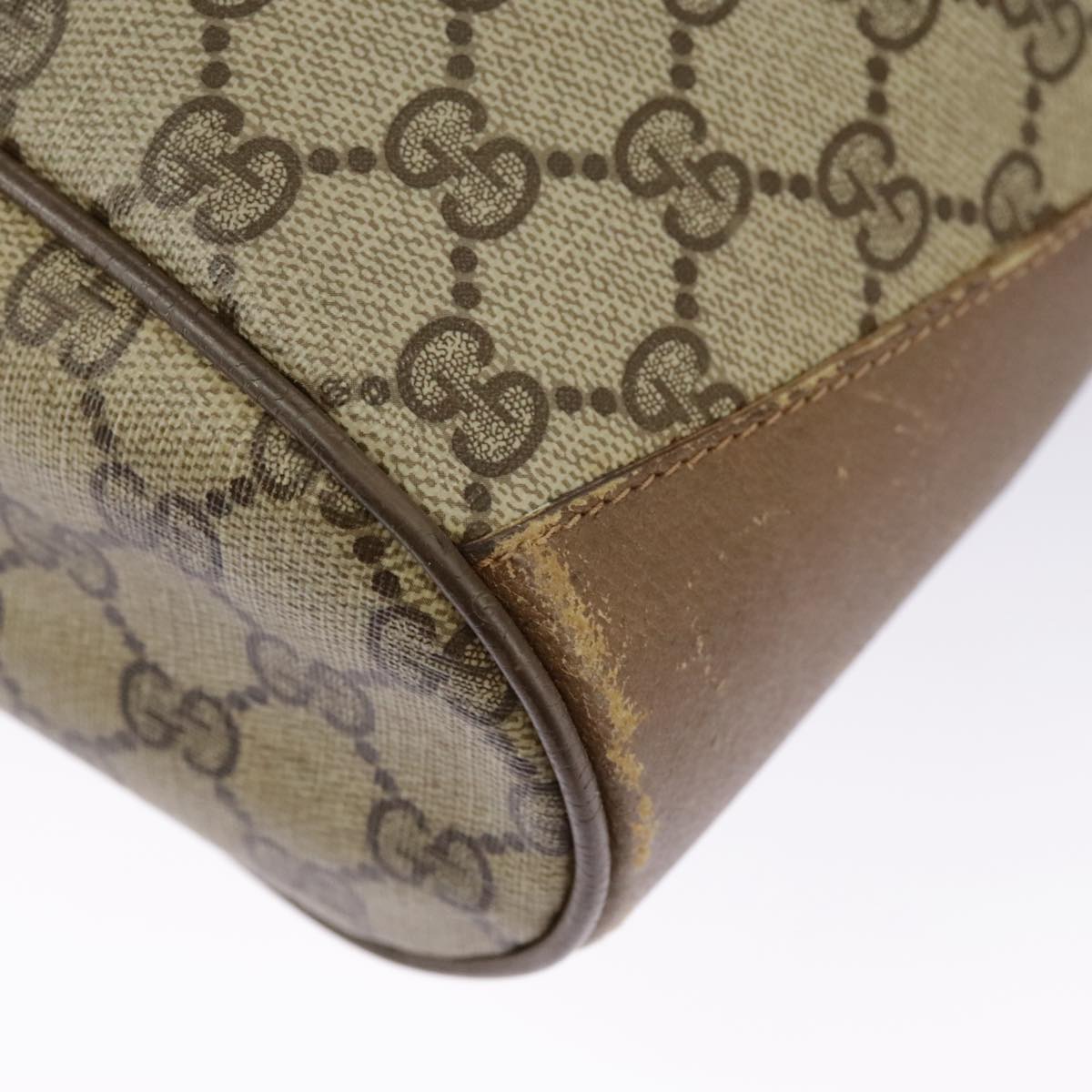 GUCCI GG Supreme Web Sherry Line Shoulder Bag PVC Beige 41 02 034 98088