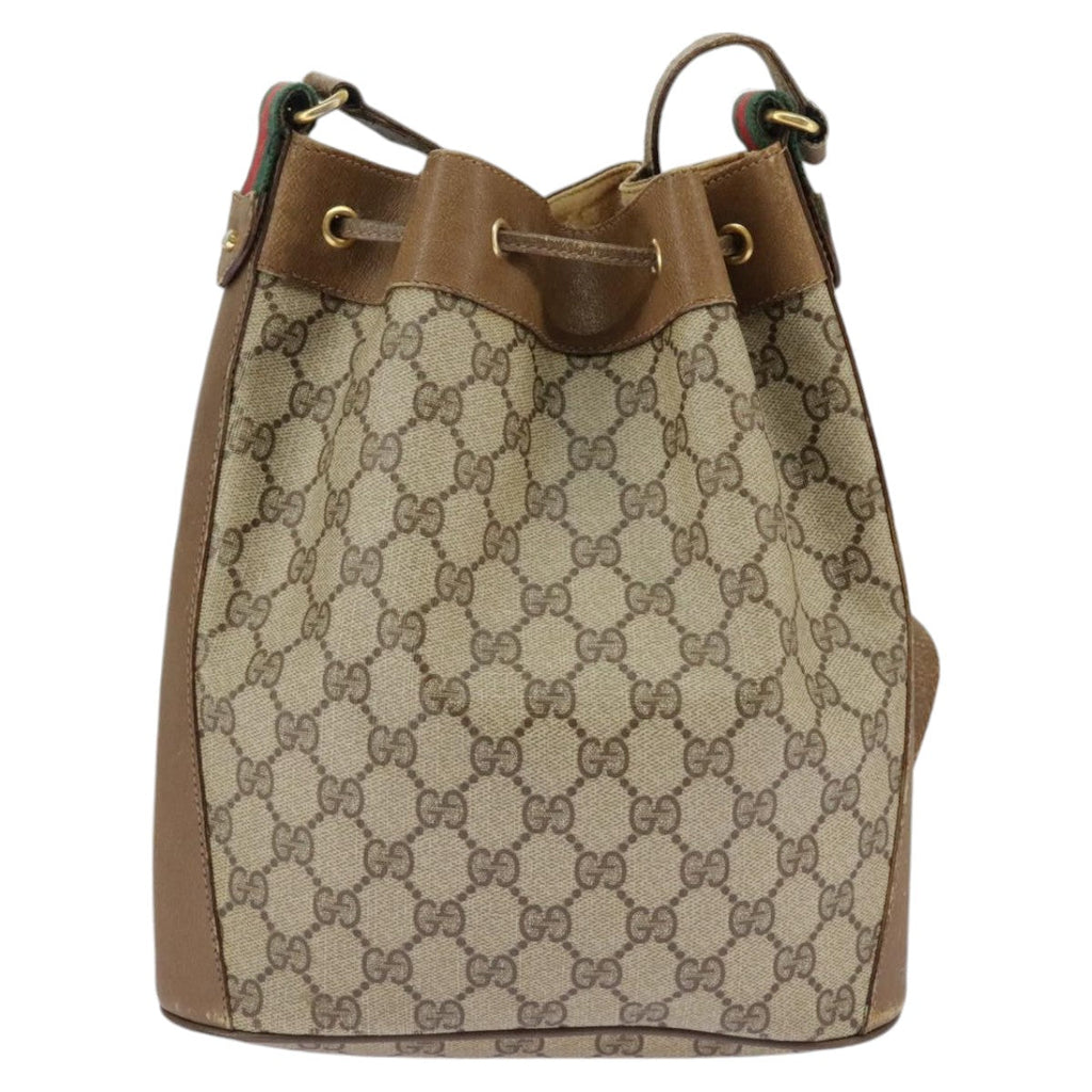 GUCCI GG Supreme Web Sherry Line Shoulder Bag PVC Beige 41 02 034 98088