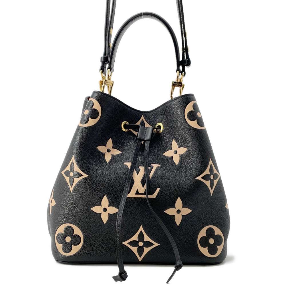 LOUIS VUITTON Neonoe Noir/Beige M45497 Bicolor Monogram Empreinte Leather Size MM