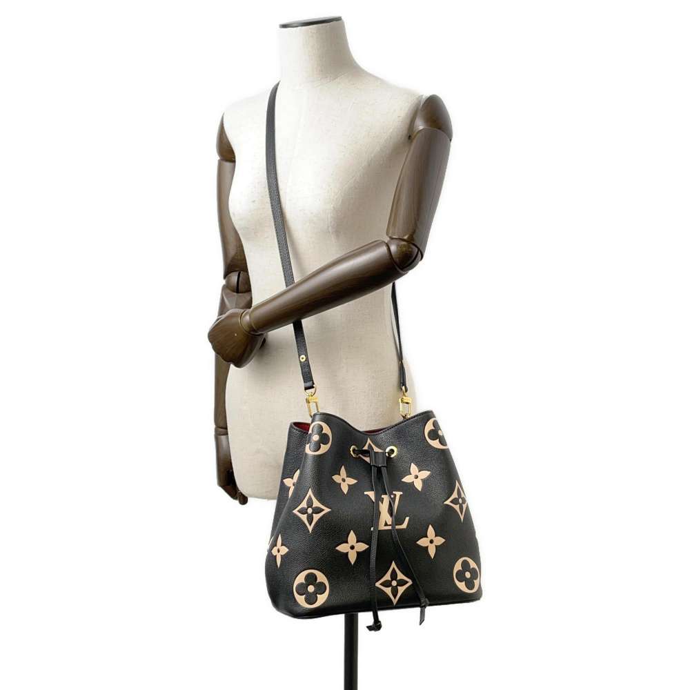 LOUIS VUITTON Neonoe Noir/Beige M45497 Bicolor Monogram Empreinte Leather Size MM