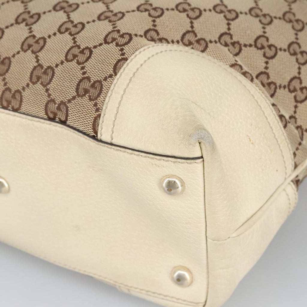 GUCCI GG Canvas Web Sherry Line Tote Bag Beige Gold Red 181779 98094