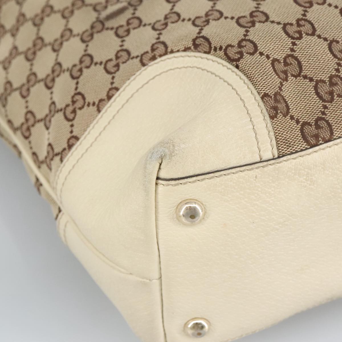 GUCCI GG Canvas Web Sherry Line Tote Bag Beige Gold Red 181779 98094