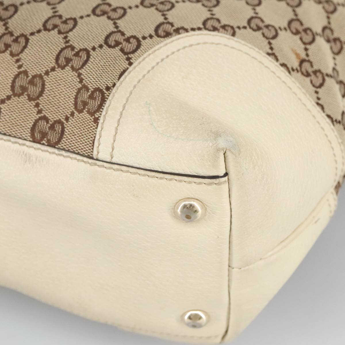 GUCCI GG Canvas Web Sherry Line Tote Bag Beige Gold Red 181779 98094