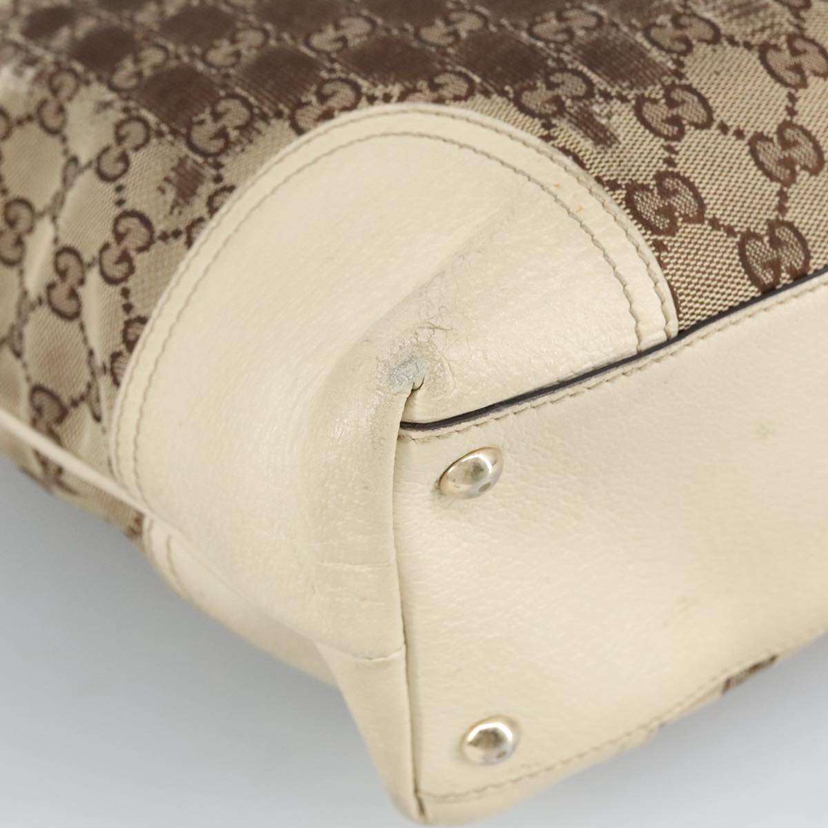 GUCCI GG Canvas Web Sherry Line Tote Bag Beige Gold Red 181779 98094